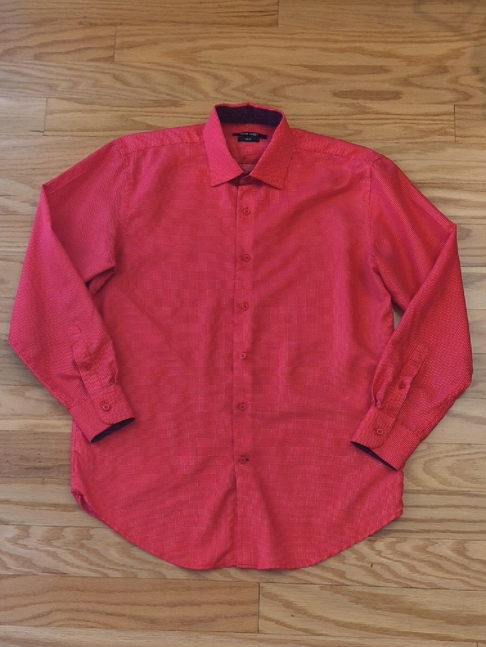 Nine West Men's Red Long-Sleeve Button-Up Dress Shirt Size S EUC